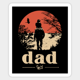 Dad Carrying Kid - Vintage Fatherhood Art Magnet